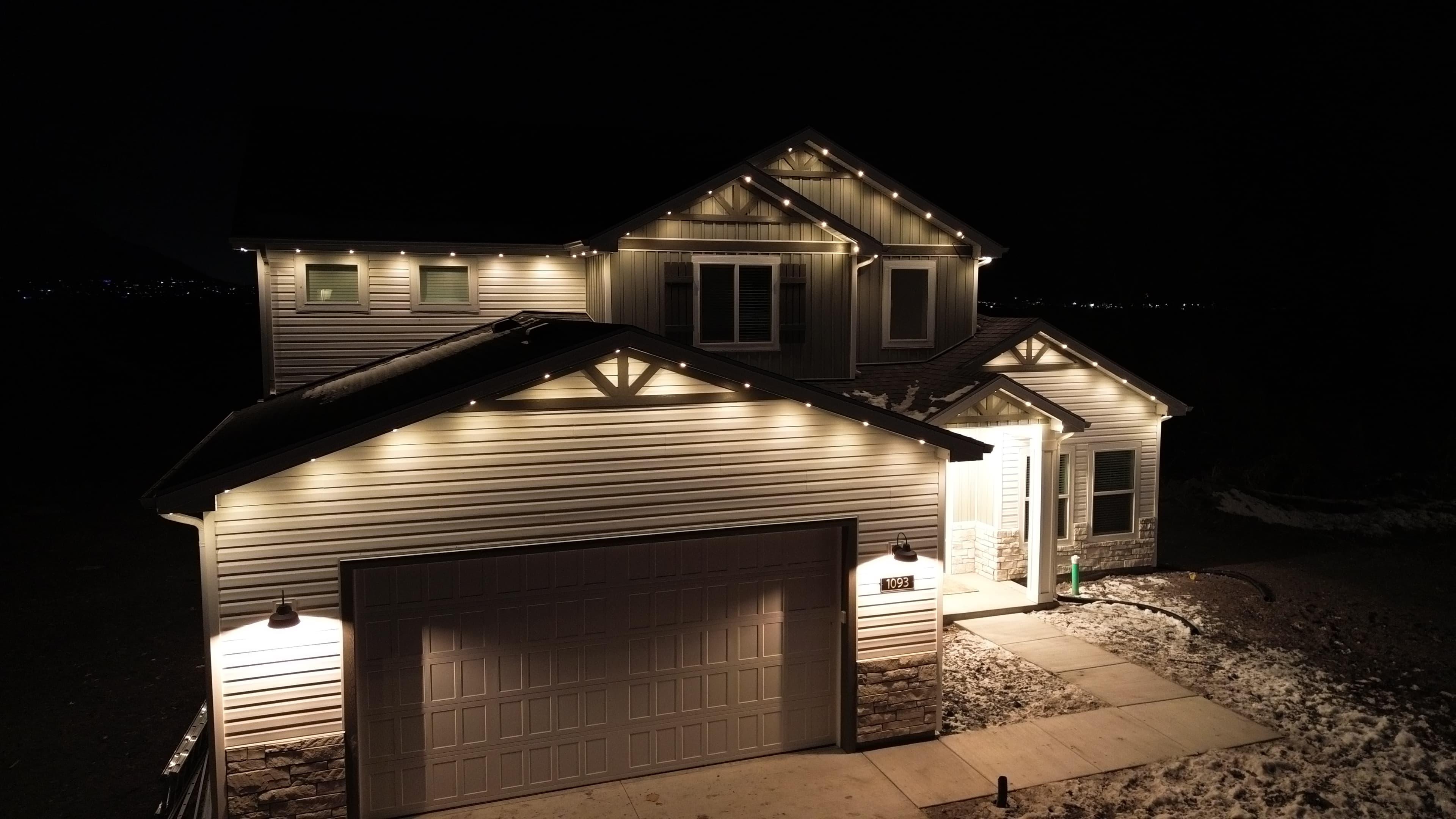 Permanent LED lighting installation on a home